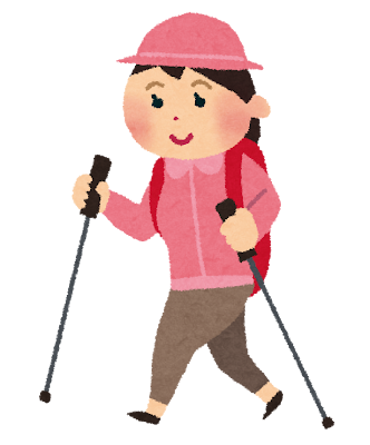 イラスト:ポールを持って歩く女性